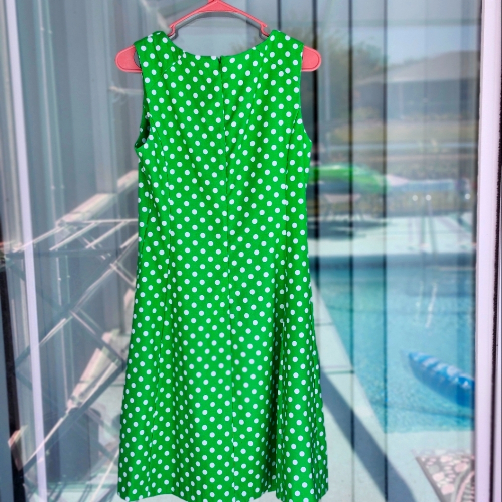 Green polka dot dress